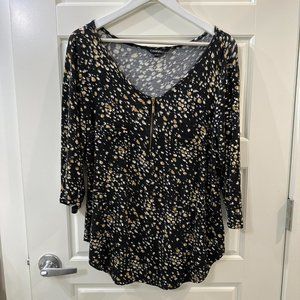 George Animal Print Polka Dot 3/4 Sleeve Top
